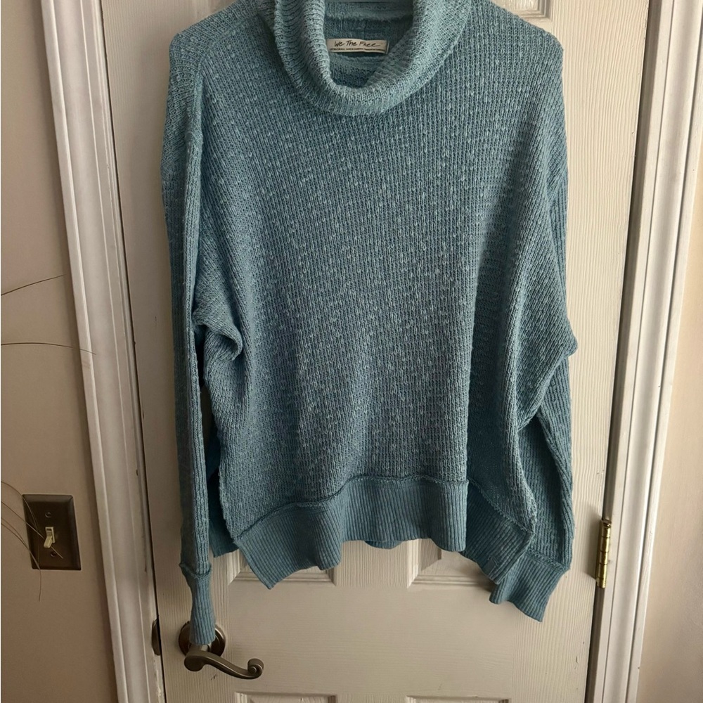 We The Free Sky Blue Turtleneck Sweater